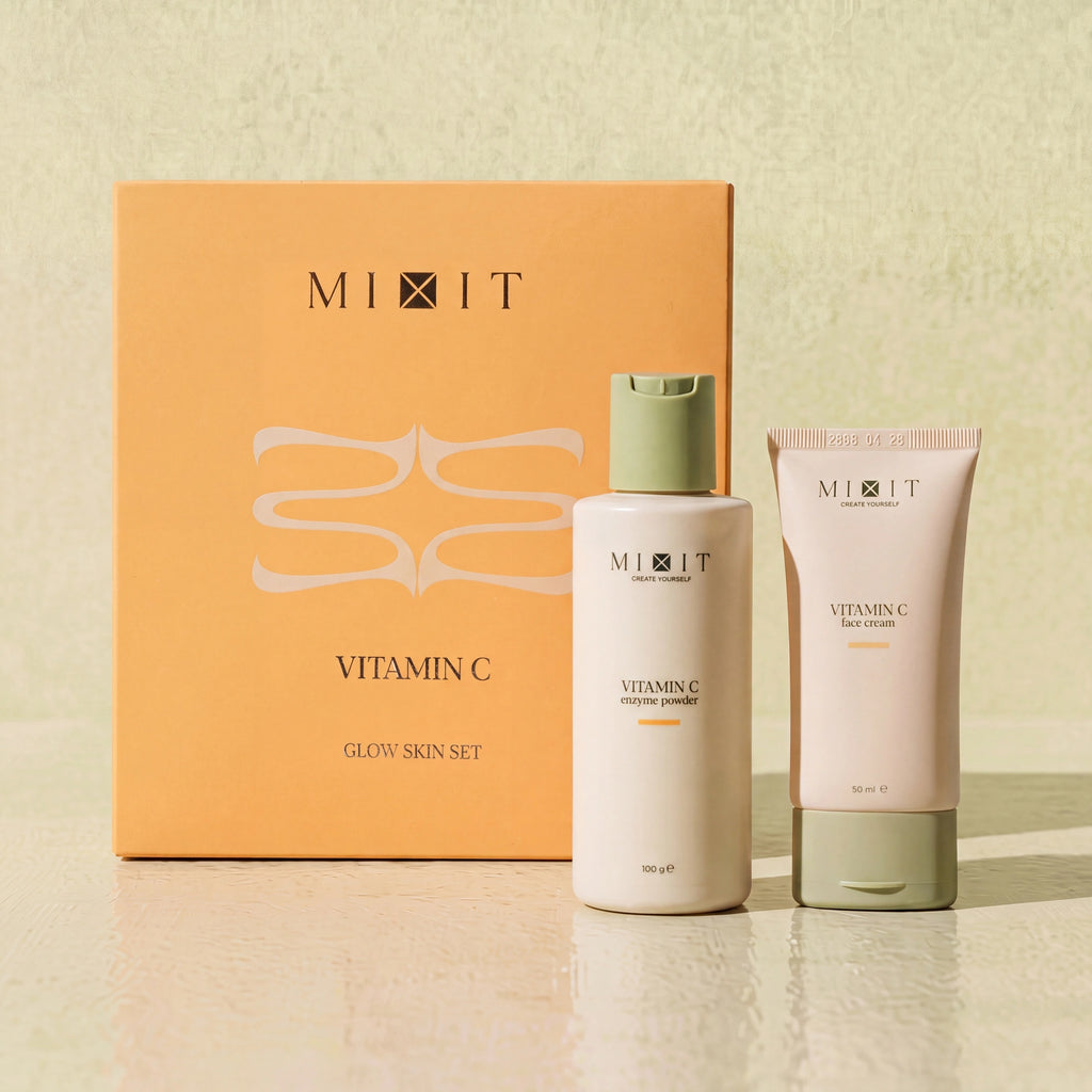 MIXIT Vitamin C Bright Glow Face Care Set (Enzyme Powder, Cream)