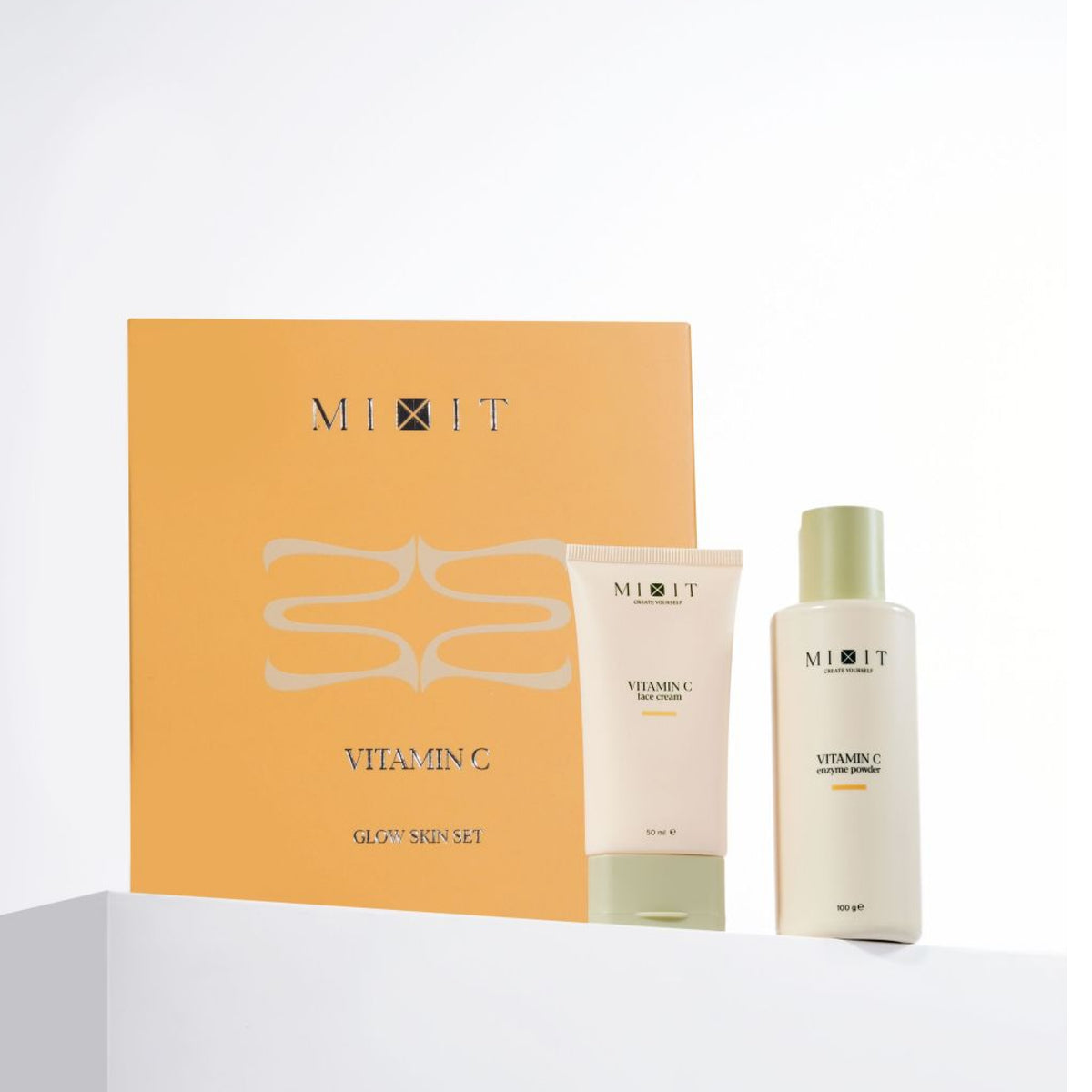 MIXIT Vitamin C Bright Glow Face Care Set (Enzyme Powder, Cream)